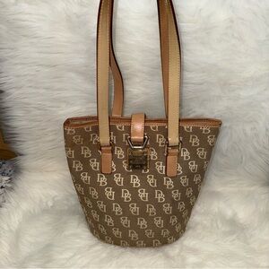 Dooney & Bourke Tan Logo Bucket Bag